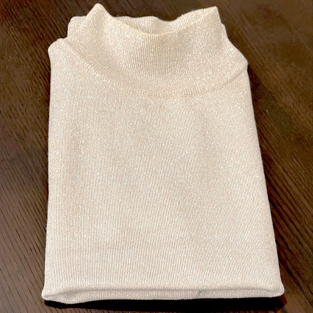 Sleeveless Silver Metallic Turtleneck Top Silver Metallic